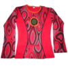 Tie Dyed Red Tone Long Sleeve Ladies Top