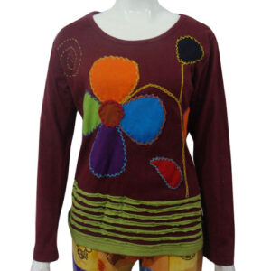 Artisanal Flower Embroidered Stylish Women T-shirt
