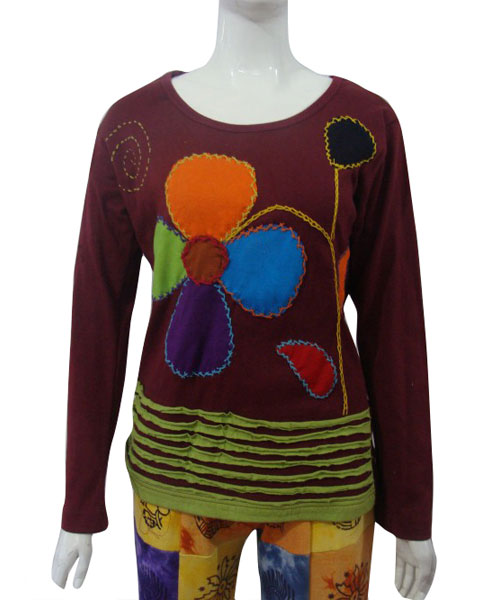 Artisanal Flower Embroidered Stylish Women T-shirt