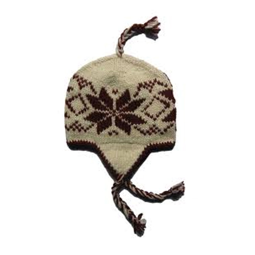 Leaves Printed Prismatic Woolen Earflap Beanie