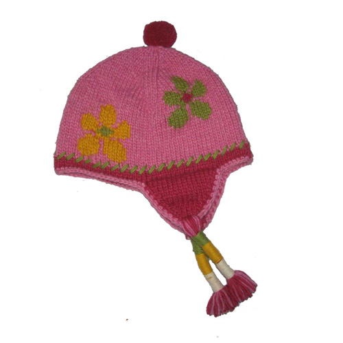 Flower Embroidered Hand loomed Wool Hat