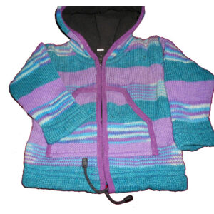 Colorful patterned hippie hooded wool jacket