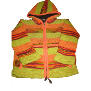 Hand knitted colorful kid’s woolen hoodie