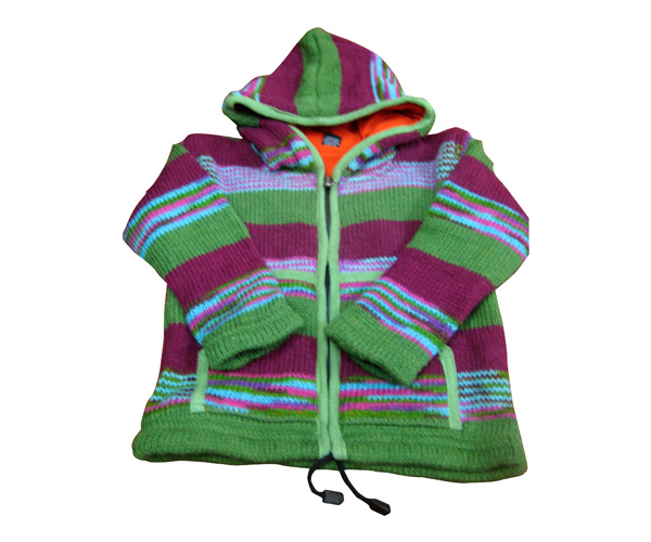 Eco friendly woolen made multicolor kid jacket