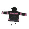 Side pockets added black mix woolen kid hoodie