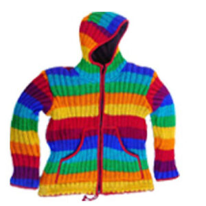 Rainbow Colored Woolen Pixie Hooded Jacket