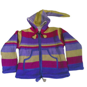 Hooded children jacket in organic wool