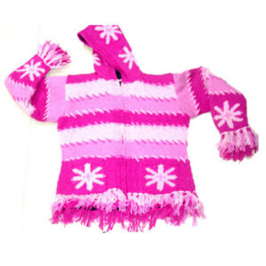 Shiny pink tone pure woolen children jacket