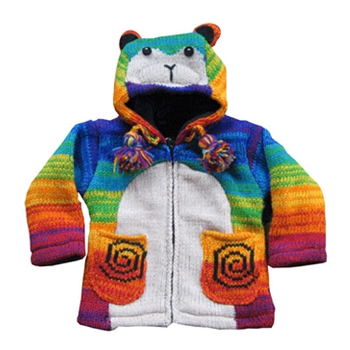 Cute teddy designed cardigan woolen jacket