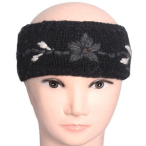 Hand woven plain black winter head band