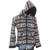 Printed hippie woolen fleeced hooded jacket