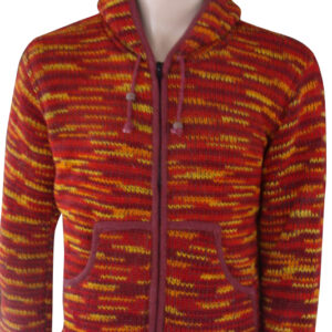 Retro red mix hippie knitted woolen jacket