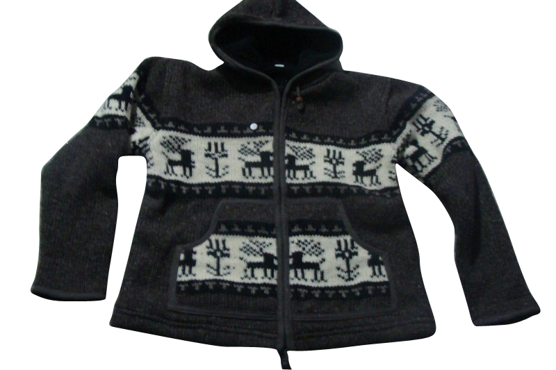 Ethnic hippie woolen fleece men winter jacket