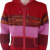 Red & pink mixed boho hooded unisex woolen jacket