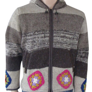 Hippie woolen embroidered patchwork coat