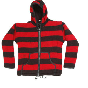 Red Tone Hooded Wool Jacket
