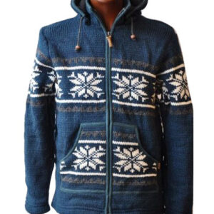 Hippie Knitted Navy Blue Woolen Jacket