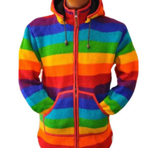 Rainbow explosion hippie retro woolen hoodie