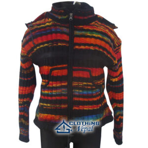 Multi color warm fleeced boho vintage woolen jacket
