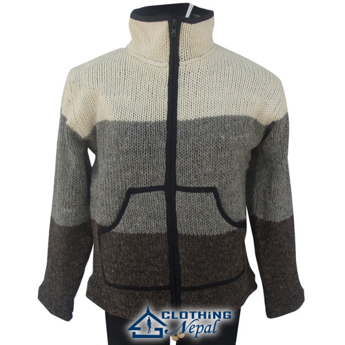 Warm Fleece Lined Hoodless Woolen Jacket - Clothing in Nepal Pvt Ltd