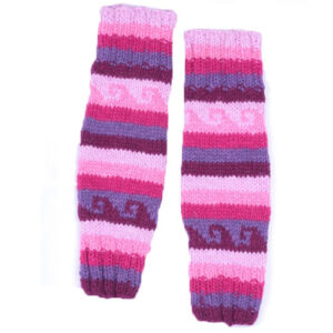 Shiny colorful knitted woolen leg warmers