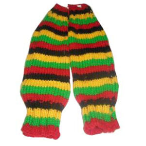 Hand Knit Rainbow Stripe Woolen Leg Warmers
