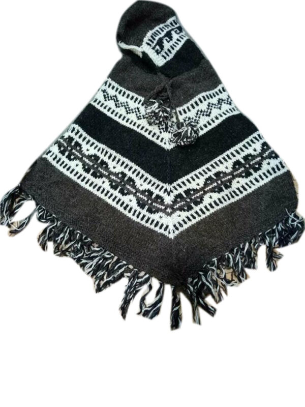 Bohemian black mix unisex woolen poncho