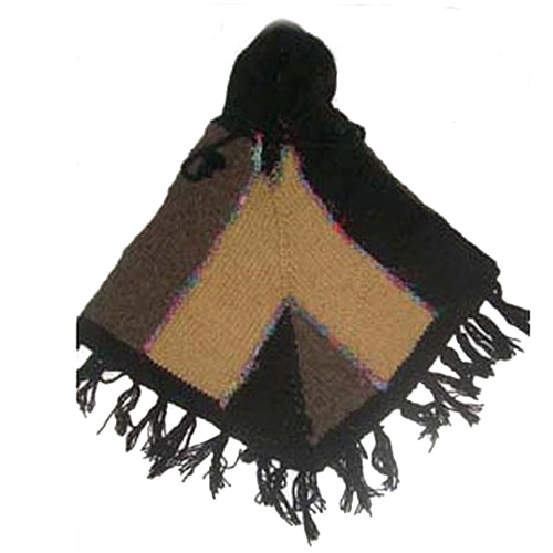 ethnic handmade yak wool poncho with hood