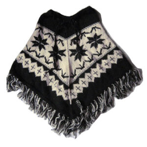 Thick Woolen Hippie Floral Print Poncho