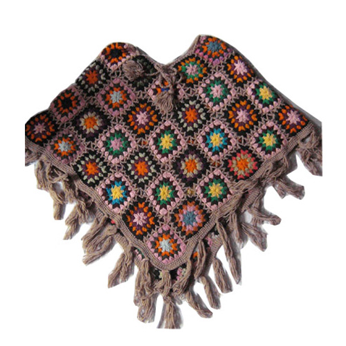 Crochet hippie hand loomed woolen poncho