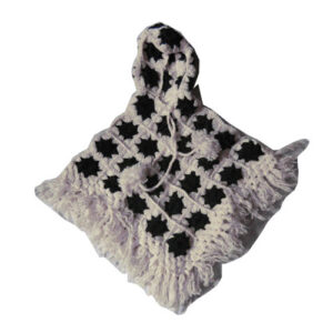 Warm winter woolen poncho with pointed hood