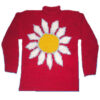 Sun Embroidered shiny Red Wool Sweater