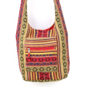 Red gheri mix boho shopping bag