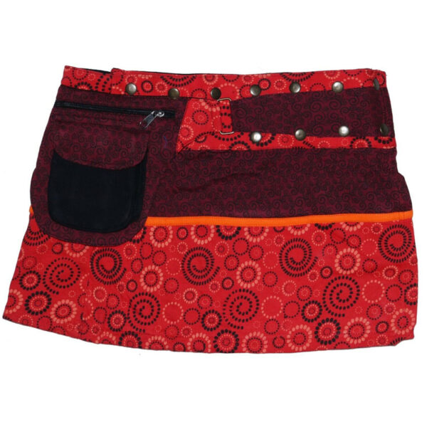 Ethnic Rusty Mini Snap Wrap Skirt