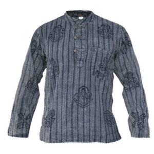 Block Prints Hippie Collar Grandad Man Shirt