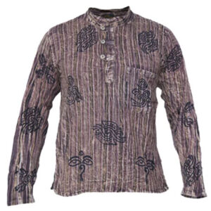 Namaste Striped Cotton Grandad Block prints Collar Shirt