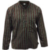 Lightweight Hippie Striped Cotton Grandad Shirt