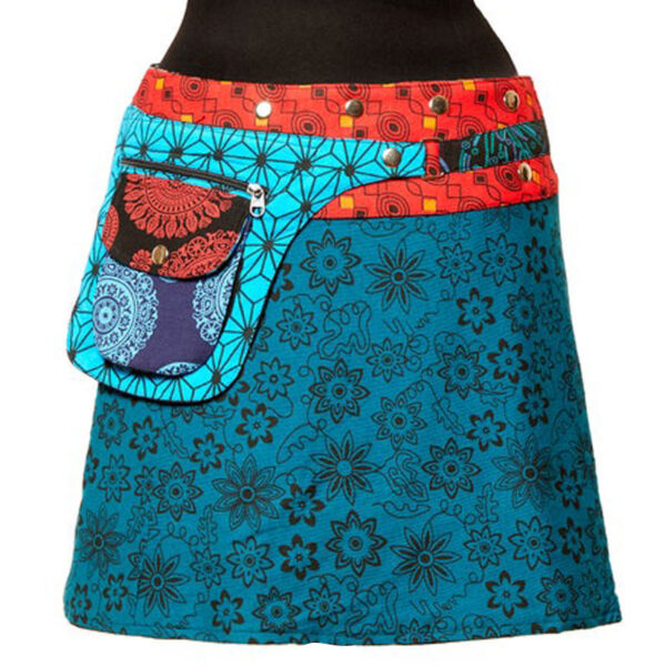 New mandala print knee length popper wrap skirt