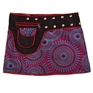 Sustainable hippie snap button mini wrap skirt