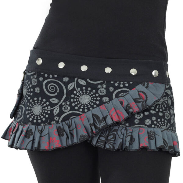 Flowers printed sustainable snap button wrap skirt