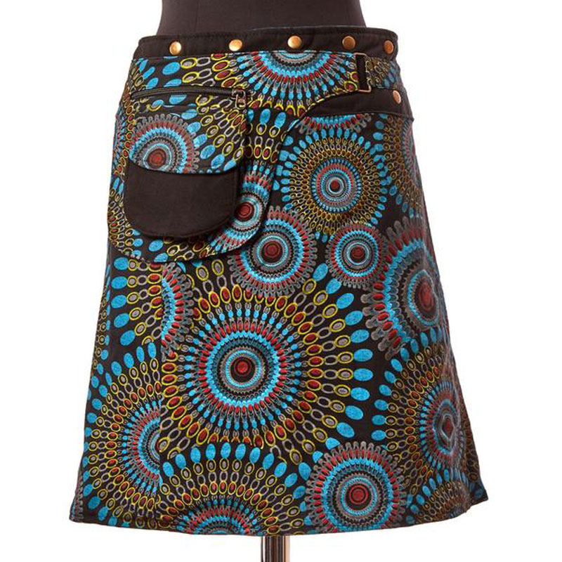 Unique popper wrap knee length reversible skirt