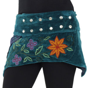 Boho embroidered snap button wrap skirt