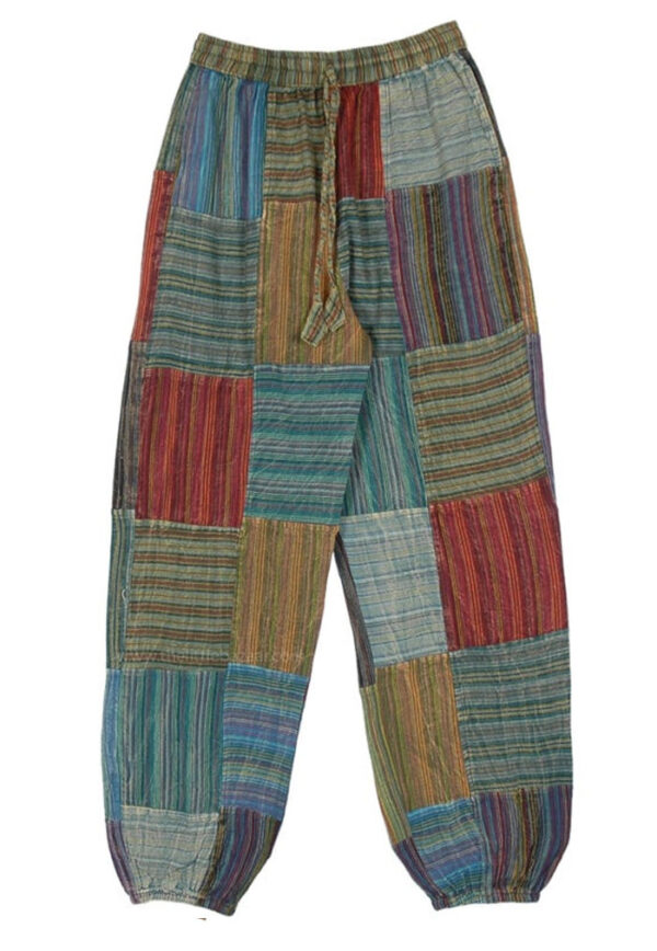 Men & Women Cotton Summer Patchwork Elastic Trouser Pants