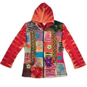 Catchy Red Mix Funky Winter Patch Jacket