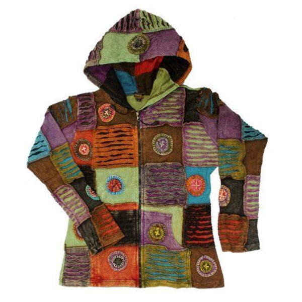 Pointed Hood Hippie Multi Patched Jacket