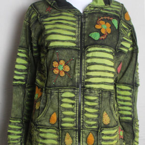 Razor Cut Hippie Floral Cotton Patch Jacket