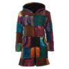 Patchwork and Razor Hippie Long fleece lined razor cut jacket for winter