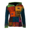 Multicolor Patchwork Fleece Lining Hippie Razor Cut Cotton Jacket for winter