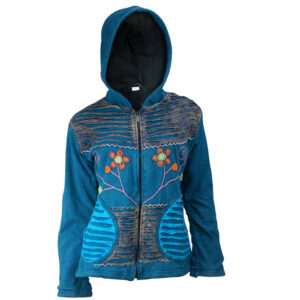Razor Cut and Hand Embroidery Fleece Lining Hippie Cotton Jacket for winter