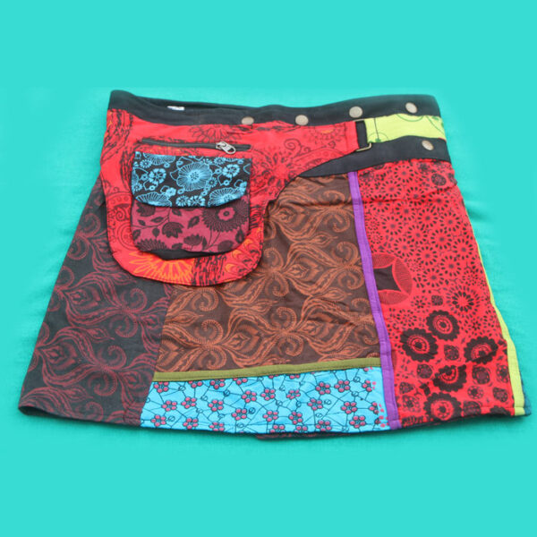 Printed Hippie Wrap Boho Vintage Mini Short Skirt